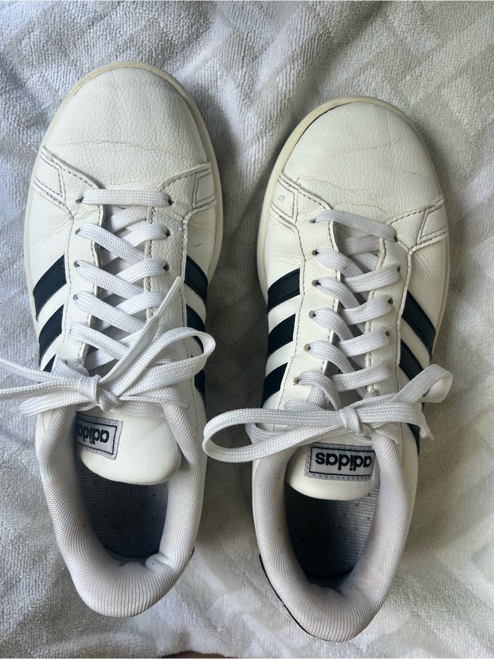 adidas Advantage Base White Sneakers with Black Stripes — Low-Top Lace-Up